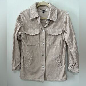 H&M Divided Loose Fit Corduroy Shacket Jacket Women’s Size XSmall Cream Casual